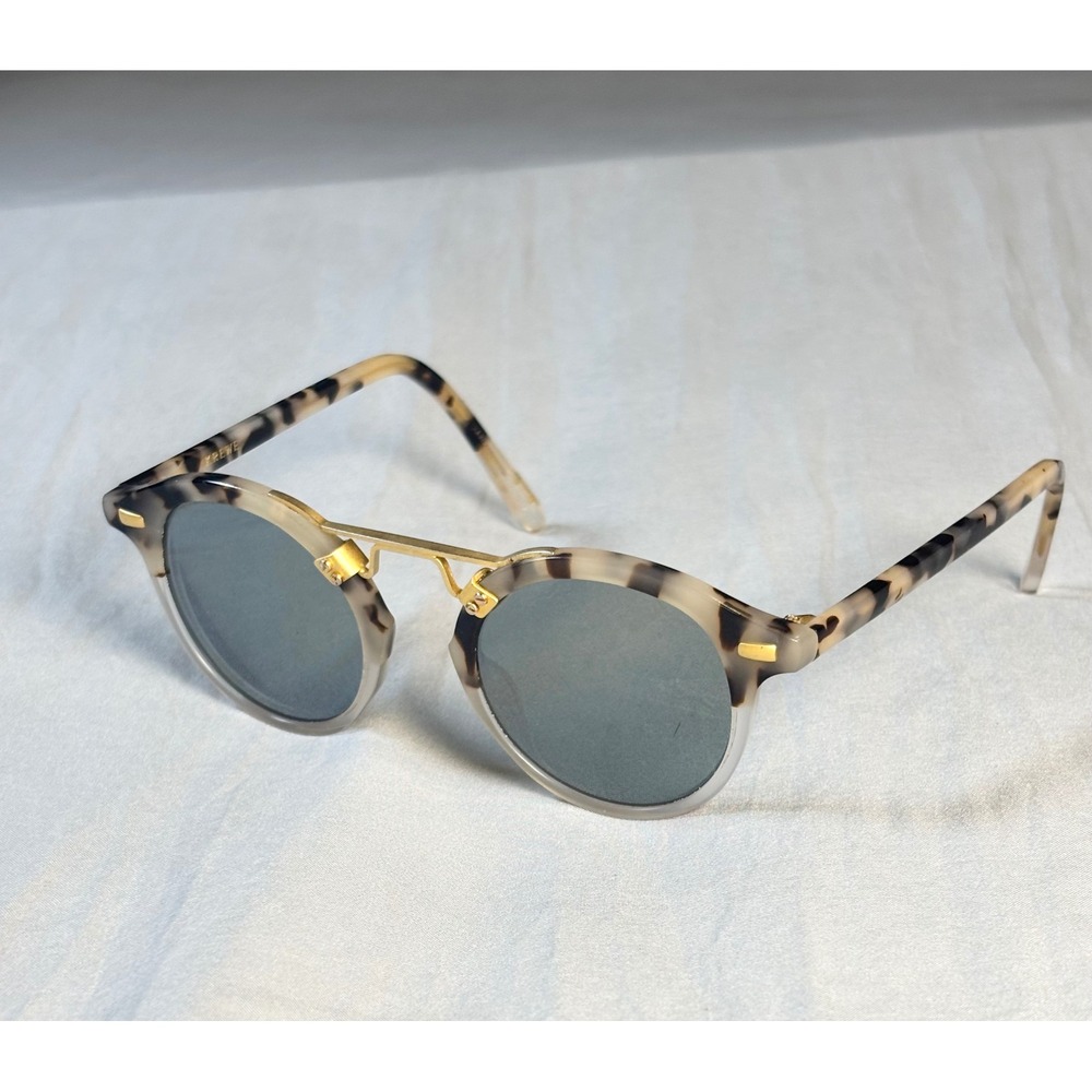KREWE Tortoiseshell Frame Sunglasses with Gold Bridge and Gray Lenses